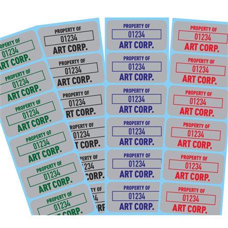 Custom Property Control Tags - Silver Background - 3/4 x 1 1/2